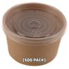 EcoQuality [500 Pack] 8 oz Disposable Kraft Paper Soup Containers with Plastic LIDS - Half Pint Ice Cream Containers, Frozen Yogurt Cups, Restaurant, Microwavable, Take Out, Food Storage, Recyclable view 1