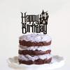 Spooky Happy Birthday Cake Topper - Halloween Haunted House Black Glitter Cake Topper - Cartoon Kids Birthday Party Friday The 13th Party Cake Derocation view 3