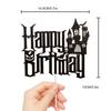 Spooky Happy Birthday Cake Topper - Halloween Haunted House Black Glitter Cake Topper - Cartoon Kids Birthday Party Friday The 13th Party Cake Derocation view 4