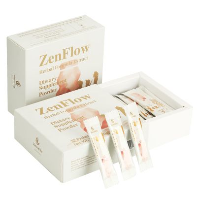 Zeroality ZenFlow, PMS and Menstrual Support, TCM, Dong Quai, Promote Healthy Uterus, Kideny and Bladder, Promote Urogenital Function, Women's Health, (32 Packets - 1 Box)