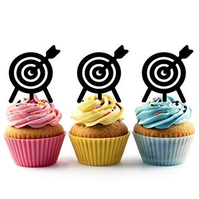 Arrow Shooting Target Silhouette Acrylic Cupcake Toppers 12 pcs