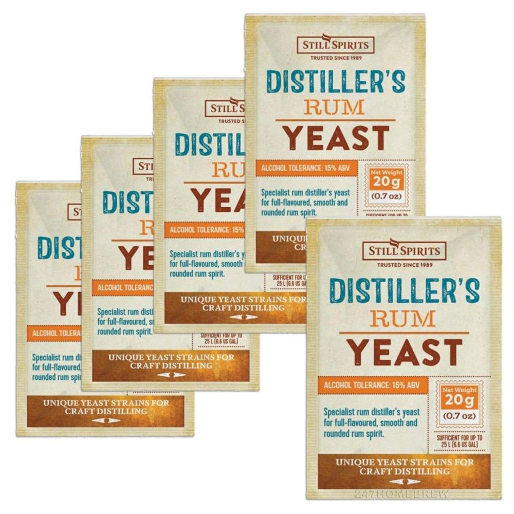 5x Still Spirits Distillers Rum Yeast 20g for 25L 15% ABV