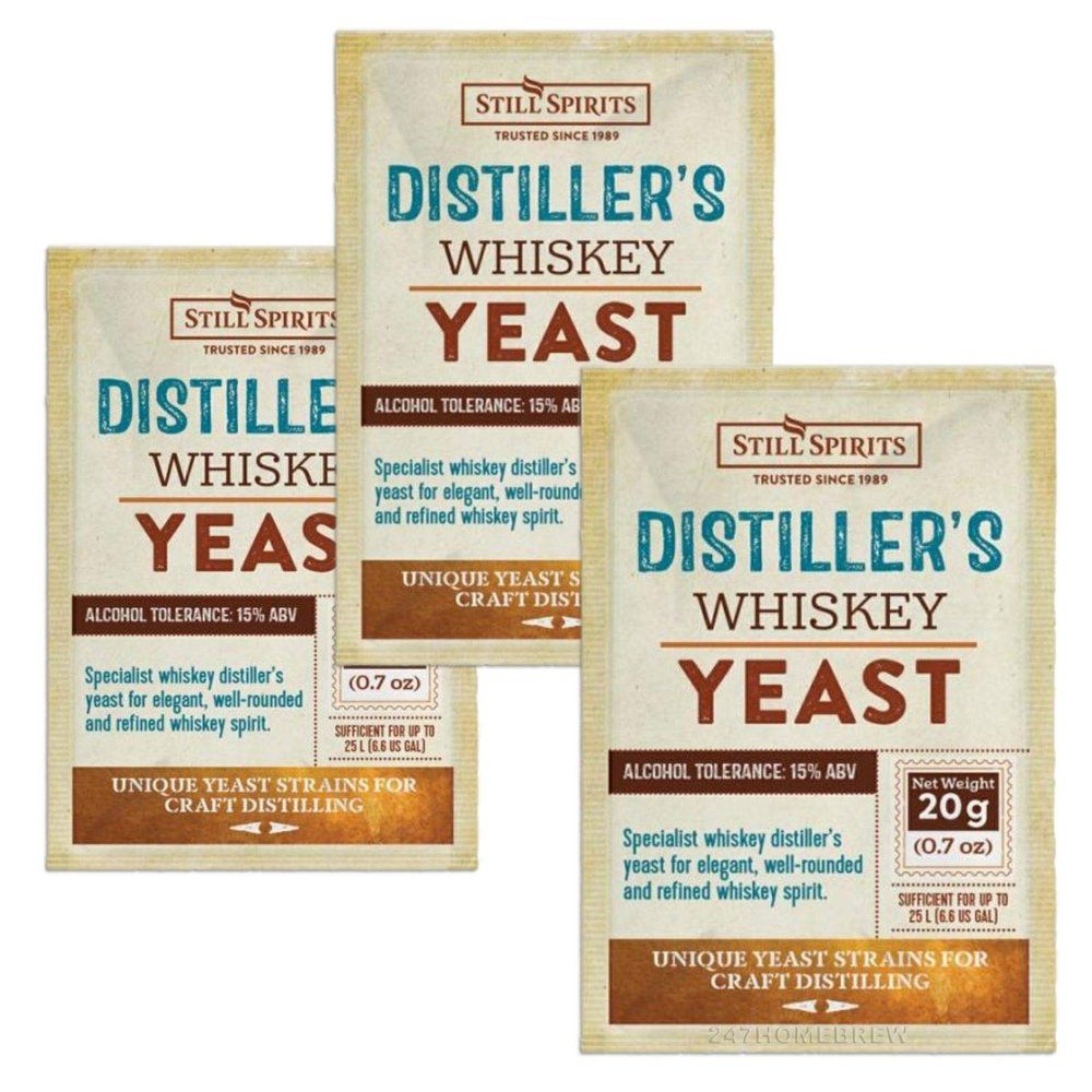 3x Still Spirits Distillers Whisky Yeast 20g for 25L 15% ABV