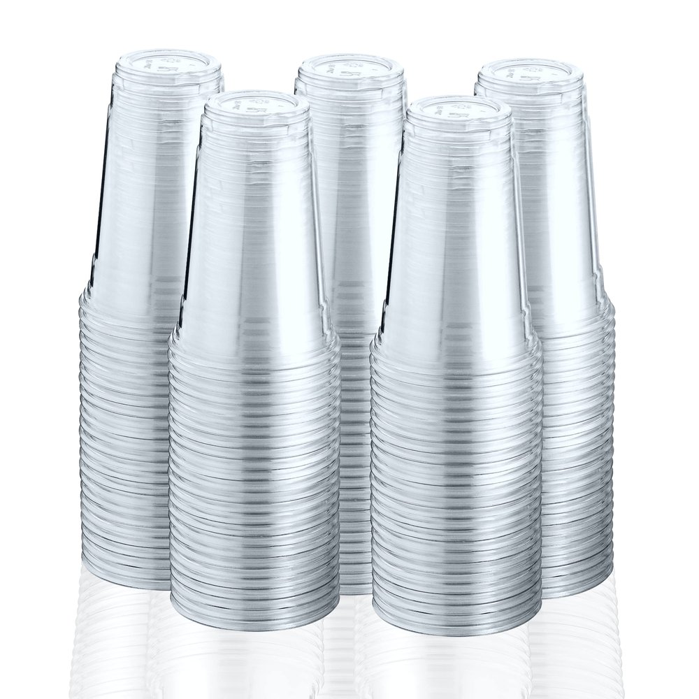 Green Direct 20 oz. Disposable Clear Drinking Plastic Cups for Boba Tea Ice Coffee 100 Pack