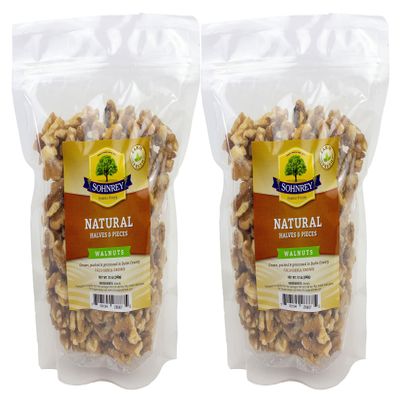 Raw Natural California Walnuts Halves and Pieces 12 oz (Pack of 2)