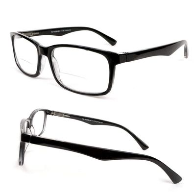 STC Bifocal Vision Classic Rectangle Frame Spring Hinges Reading Glasses (Black, +1.25)