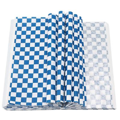 EUSOAR Deli Paper, 11" x 10" Dry Wax Paper 200pcs, Blue Food Basket Liner Food Wrap Paper for Burrito Omelette Patties Taco, Restaurants, Churches, BBQ, Party