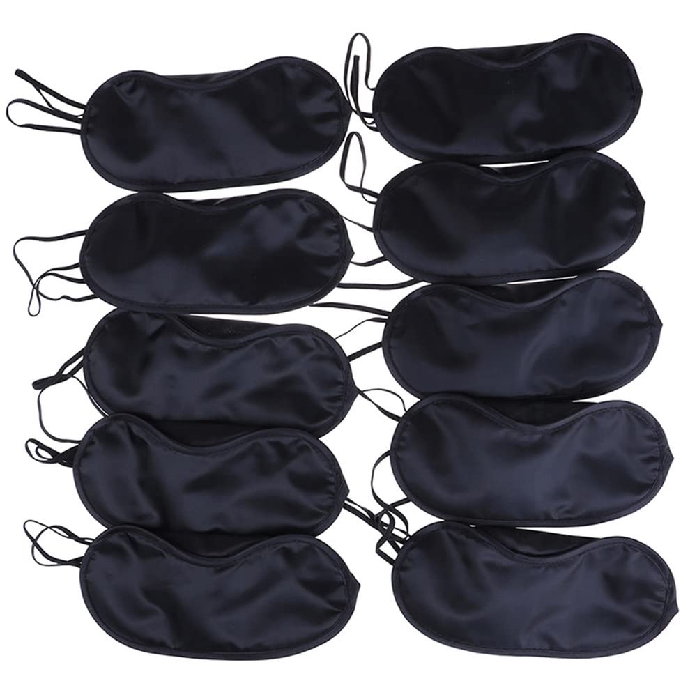 AKOAK 10 Pieces Game Party Sleep Travel Eye Mask, Lightweight Shading Eye Protection Rest Eye Mask, with Nose Pad and Adjustable Strap, Unisex (Black)