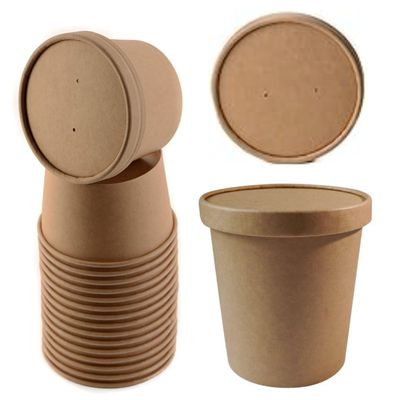 115mm Vented Lids for Kraft Paper Soup Containers [500 PACK] - Fits 26oz, 32oz EcoQuality Ice Cream Containers, Frozen Yogurt Cups, Restaurant, Microwavable, Take out, Food Storage, Recyclable