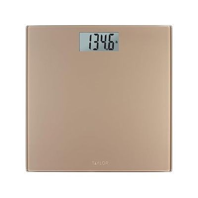 Taylor Digital Scale for Body Weight, 400 LB Capacity, Durable Glass Platform 11.8 x 11.8 Inches, Easy Read 3.2 x 1.5 In Display, Offering Daily Use in Homes for Enhance Performance, Champagne
