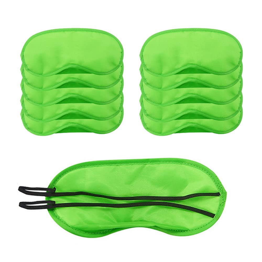 AKOAK 10 Pieces Game Party Sleep Travel Eye Mask, Lightweight Shading Eye Protection Rest Eye Mask, with Nose Pad and Adjustable Strap, Unisex (Green)