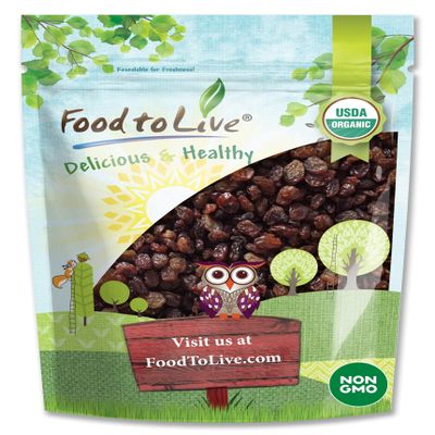 Food to Live Imported Organic Raisins, 5 Pounds  Sun Dried Thompson Seedless Select Grapes, Non-GMO, Raw, No Sugar added, Pesticide-Free, Kosher, Vegan, Lightly Coated with Organic Sunflower Oil