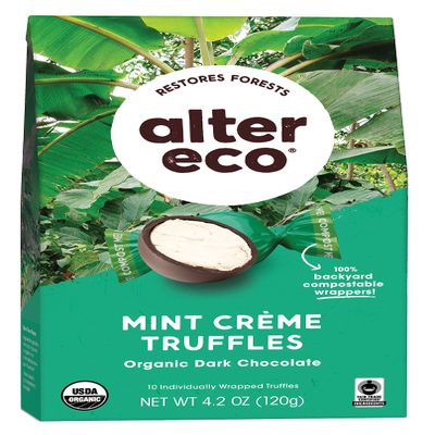 Alter Eco | Mint Creme Truffles | 58% Pure Dark Cocoa, Fair Trade, Organic, Non-GMO, Gluten Free Dark Chocolate Truffles | 80 Truffles