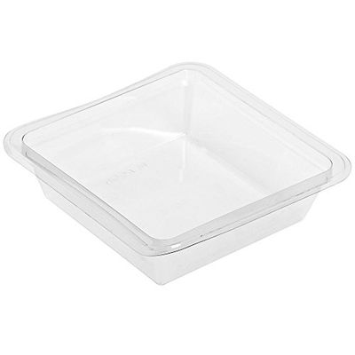 GoCubes 12 oz Clear PET Plastic Square Containers - 6"L x 6"W x 1 5/8"H, 300 per Case