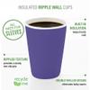 Restaurantware Ripple Wall Coffee Cups 25 Count 16 Ounce Insulated Royal Purple Paper Cups, Rolled Rim Spill-Resistant Disposable Paper Non-Slip for Coffee, Beverages view 4