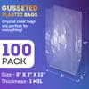 APQ Clear Gusseted Poly Bags, 5 x 2 x 12 Inch. Pack of 100 Gusseted Plastic Bags 1 Mil Thick for Favors with Open Top. Clear Plastic Bags for Packaging Cookies, Popcorn, Candies, Homemade Bread view 2