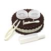 Honbay Cookie Shaped Contact Lens Case Travel Contact Lens Box with Mirror (Brown) view 4