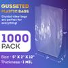 APQ Clear Gusseted Poly Bags, 5 x 2 x 12 Inch. Pack of 1000 Gusseted Plastic Bags 1 Mil Thick for Favors with Open Top. Clear Plastic Bags for Packaging Cookies, Popcorn, Candies, Homemade Bread view 2