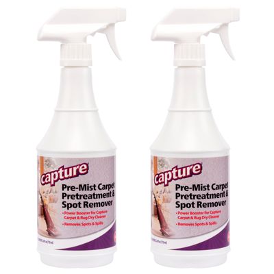 Capture Pre-Mist Soil Release for Carpet Dry Cleaner - Carpet Cleaning Pre Spray - Loosen Juice, Coffee & Wine Spill and Tough Rug Stains Eliminator - Multi-Purpose Cleaning Essentials - 24oz (2 Pack)