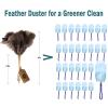 Ostrich Feather Duster for Cleaning-Furniture Dusters with Handle Ddzmz Hand Duster with Fluffy Natural Genuine Feather Reusable Household Duster, Gray and Brown(Length 16") view 2