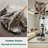 Ostrich Feather Duster for Cleaning-Furniture Dusters with Handle Ddzmz Hand Duster with Fluffy Natural Genuine Feather Reusable Household Duster, Gray and Brown(Length 16") view 3