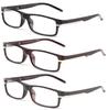 Unisex Slim Reading Glasses 3 Pack Rectangular Frame with Metal Stripe on Arm Spring Temple in Value Pack with Lanyard for Men & Women Reading Glasses 1.00 view 3