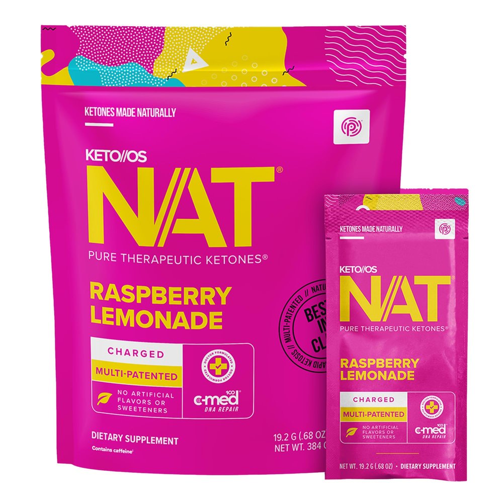 Keto//OS NAT Raspberry Lemonade Charged - Supplement for Men and Women (20 Count)