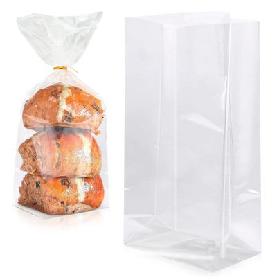 APQ Clear Gusseted Poly Bags, 10 x 6 x 20 Inch. Pack of 1000 Gusseted Plastic Bags 1 Mil Thick for Favors with Open Top. Clear Plastic Bags for Packaging Cookies, Popcorn, Candies, Homemade Bread
