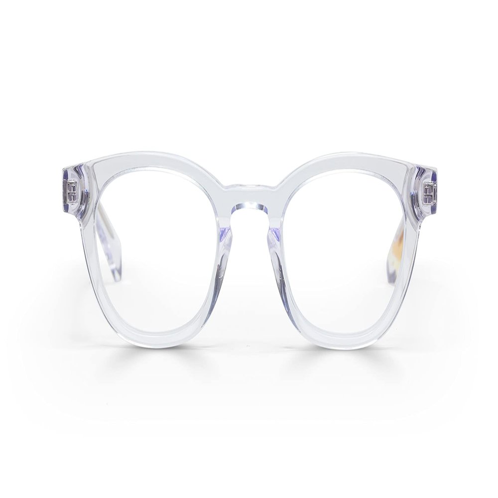 eyebobs Waylaid Premium Blue Light Reading Glasses for Women and Men | Round Blue Light Blocking Computer Glasses | Crystal Front and Temples | 1.25