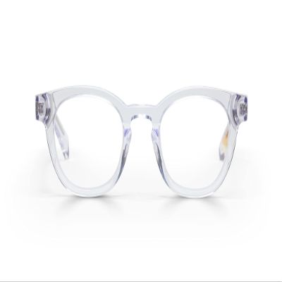 eyebobs Waylaid Premium Blue Light Reading Glasses for Women and Men | Round Blue Light Blocking Computer Glasses | Crystal Front and Temples | 1.50