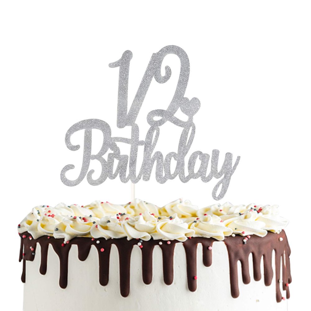 1/2 Birthday Cake Topper Double Sided Sliver Glitter 6 Months Half Birthday Baby Shower First Birthday Party Decorations