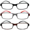 3 Value Pack Reading Glasses Super Light Weighted Reading Glasses 1.5 Flat Slim Rectangular Frame Screwless Reading Glasses with Lanyard view 2