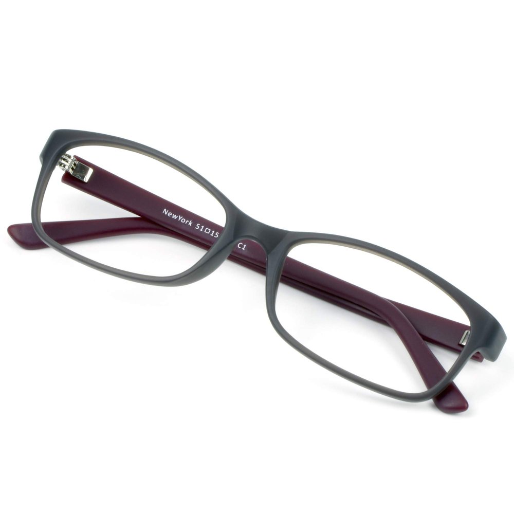 VisionGlobal Blue Light Blocking Glasses for Women/Men, Anti Eyestrain, Computer Reading, TV Glasses, Stylish Square Frame, Anti Glare (Gray, +2.25 Magnification)