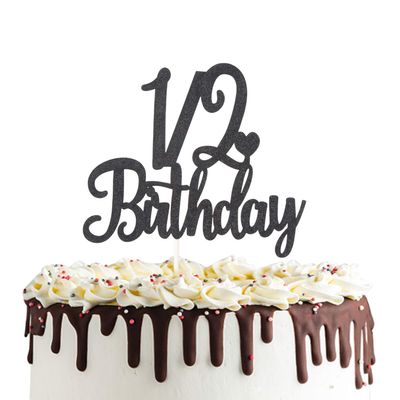 1/2 Birthday Cake Topper Double Sided Black Glitter 6 Months Half Birthday Baby Shower First Birthday Party Decorations