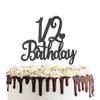 1/2 Birthday Cake Topper Double Sided Black Glitter 6 Months Half Birthday Baby Shower First Birthday Party Decorations view 1