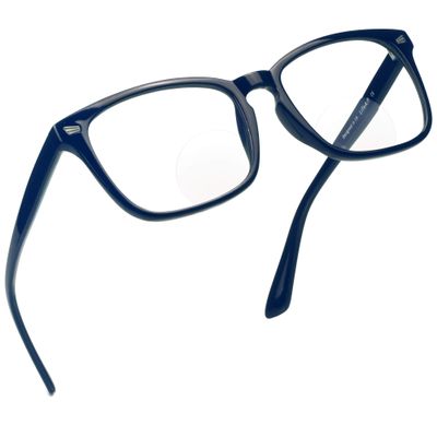 LifeArt Bifocal Reading Glasses with Round Lenses, Blue Light Blocking Glasses, Gaming Glasses, TV Glasses for Women Men, Anti Glare(Navy, +0.00/+1.00 Magnification)