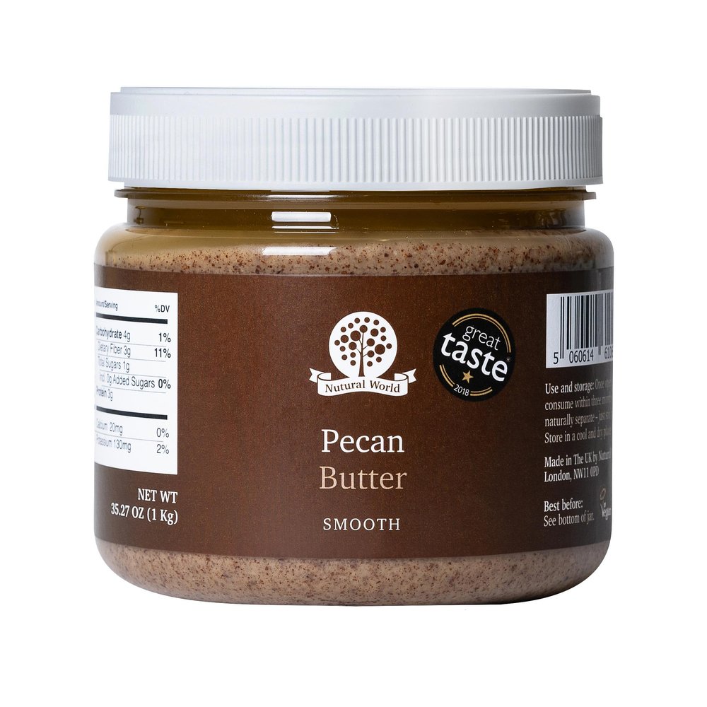 Nutural World - Smooth Pecan Nut Butter 35 Oz (1kg) - 100% single ingredient | Great Taste Award Winner