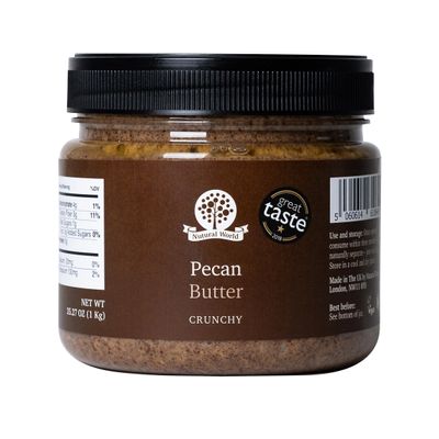 Nutural World - Crunchy Pecan Nut Butter 35 Oz (1kg) Great Taste Award winner - Pure 100% single ingredient