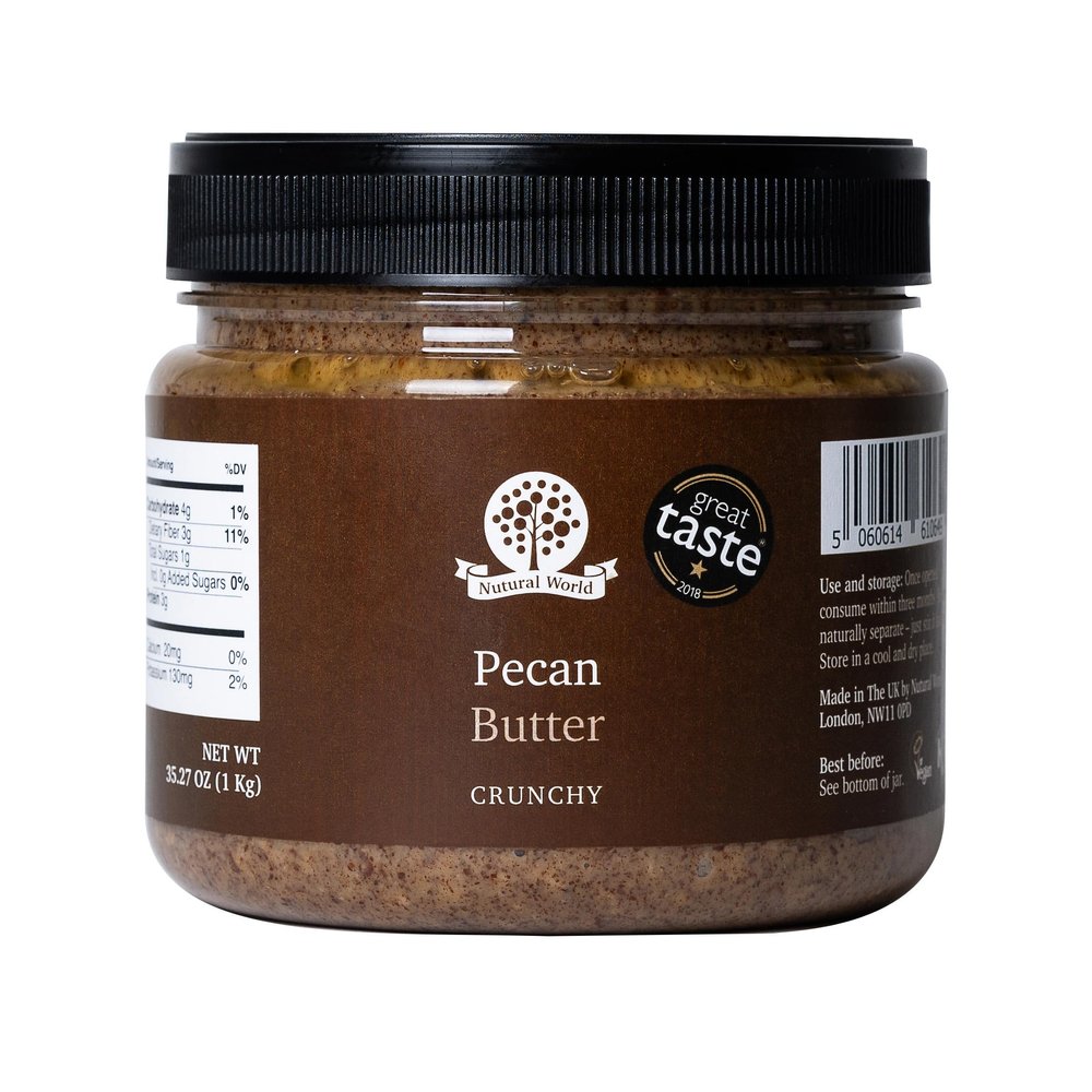 Nutural World - Crunchy Pecan Nut Butter 35 Oz (1kg) Great Taste Award winner - Pure 100% single ingredient