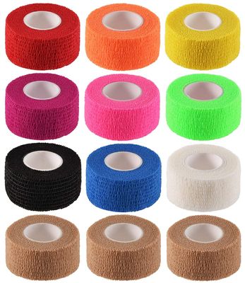 12 Pack 1" x 5 Yards Self Adhesive Elastic Bandage Wrap Stretch Self-Adherent Tape for First Aid,Sports, Wrist, Ankle (10 Colors)