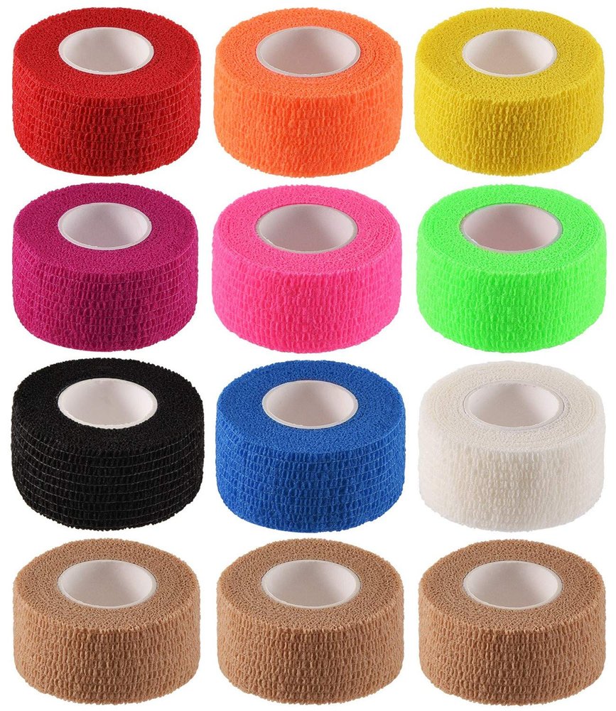12 Pack 1" x 5 Yards Self Adhesive Elastic Bandage Wrap Stretch Self-Adherent Tape for First Aid,Sports, Wrist, Ankle (10 Colors)