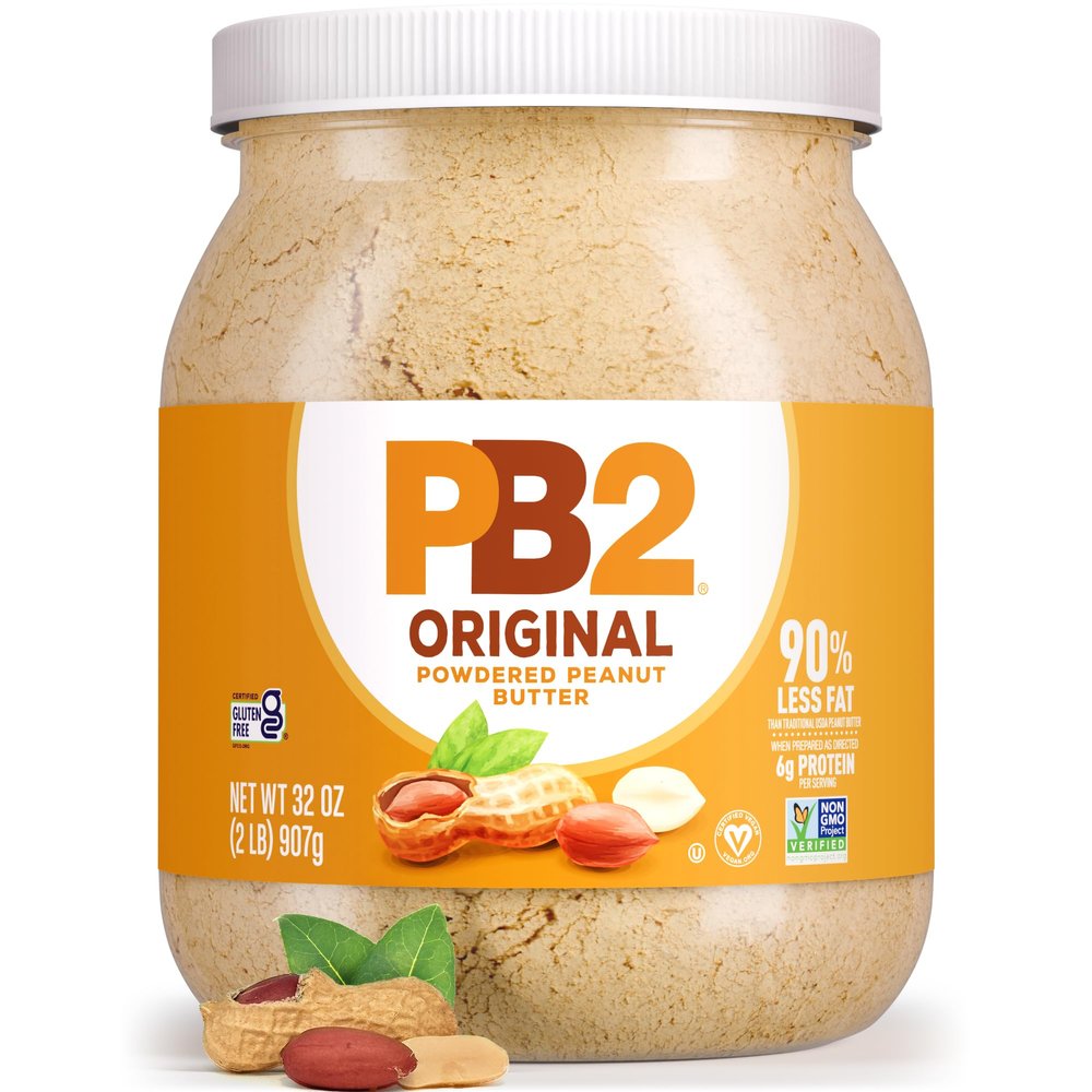 PB2 Original Powdered Peanut Butter - [32 Ounce Jar] 6g of Protein, 90% Less Fat, Certified Gluten Free, Only 60 Calories per Serving, Perfect for Protein Shakes, Smoothies, and Low-Carb, Keto Diets