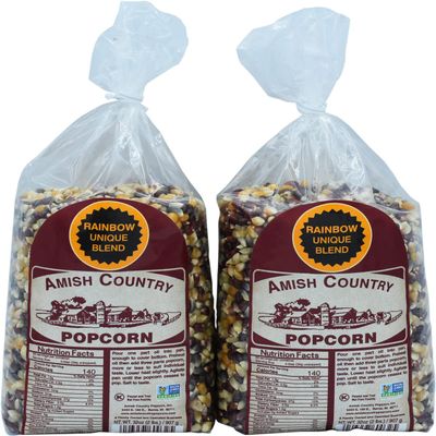 Amish Country Popcorn | 2-2 lb Bags | Rainbow Popcorn Kernels | Old Fashioned, Non-GMO and Gluten Free