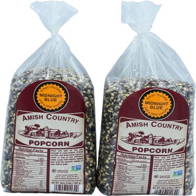 Amish Country Popcorn | 2-2 Lb Bags - Midnight Blue Kernels | Old Fashioned, Non-GMO and Gluten Free (2-2lb Bags)