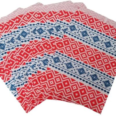 100 Bags Flat Plain Paper or Patterned Bags - for Sales Merchandise/Candy/Cookies/Party Favors/Pens/Gifts - N'icePackaging - (6" x 9", Tribal Print)