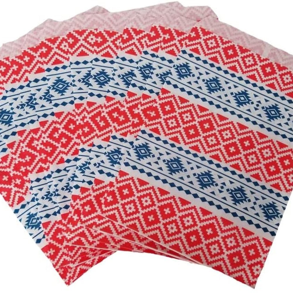 100 Bags Flat Plain Paper or Patterned Bags - for Sales Merchandise/Candy/Cookies/Party Favors/Pens/Gifts - N'icePackaging - (6" x 9", Tribal Print)