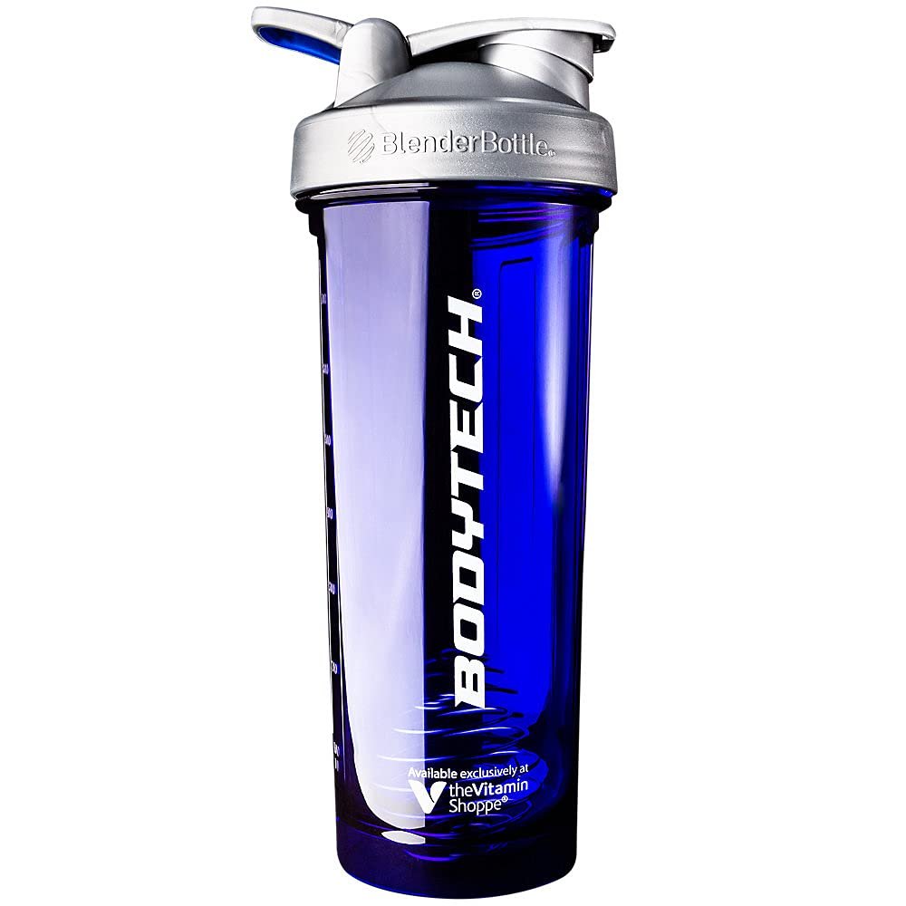 BodyTech Shaker Bottle with Wire Whisk BlenderBall - Leak-Proof Mixing for Protein Shakes - Blue (32 fl oz)