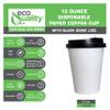 EcoQuality Medium 12oz White Paper Coffee Cups with Black Lids - (300 Count) Disposable Paper Coffee Cups - Hot Drink, Tea, Coffee, Cappuccino, Hot Chocolate, Chai, Chai Latte, Office,Travel view 2
