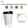 EcoQuality Medium 12oz White Paper Coffee Cups with Black Lids - (300 Count) Disposable Paper Coffee Cups - Hot Drink, Tea, Coffee, Cappuccino, Hot Chocolate, Chai, Chai Latte, Office,Travel view 3