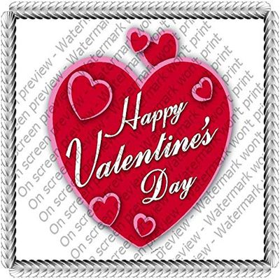 8" Round - Happy Valentine's Day Heart Birthday - D20572 - 2D Edible Cake/Cupcake Party Topper